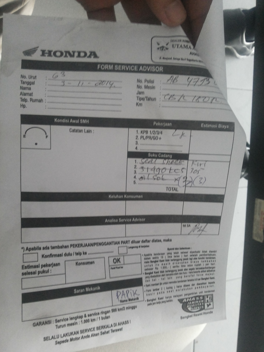 Seal Shock Depan Honda CBR150R Fi Bocor Diganti Aja Make Punya
